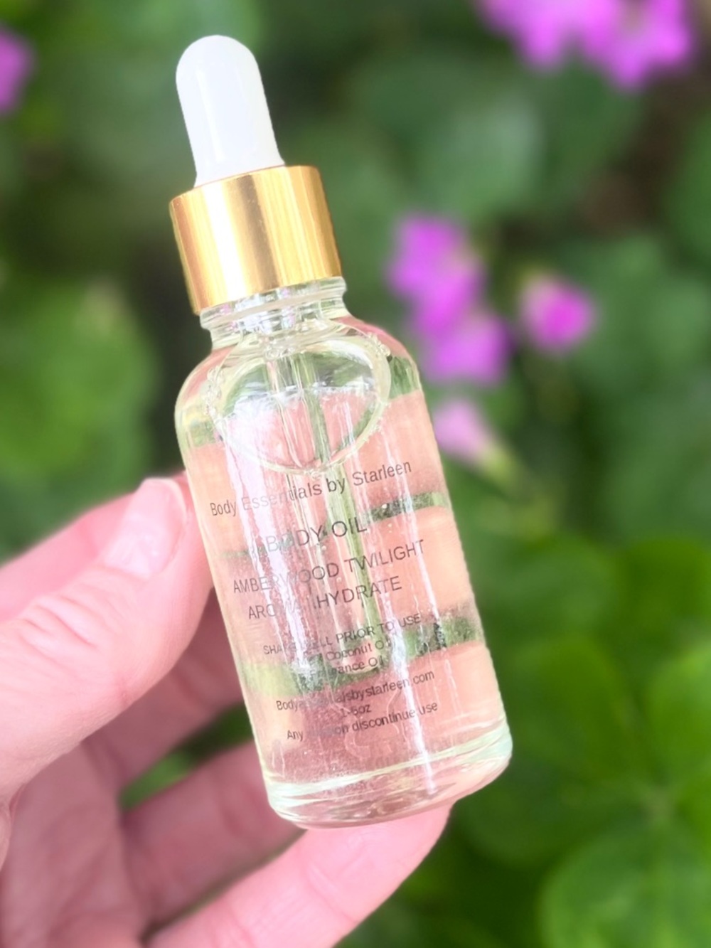 Hand Crafted Clear Body Oil  Amberwood Twilight